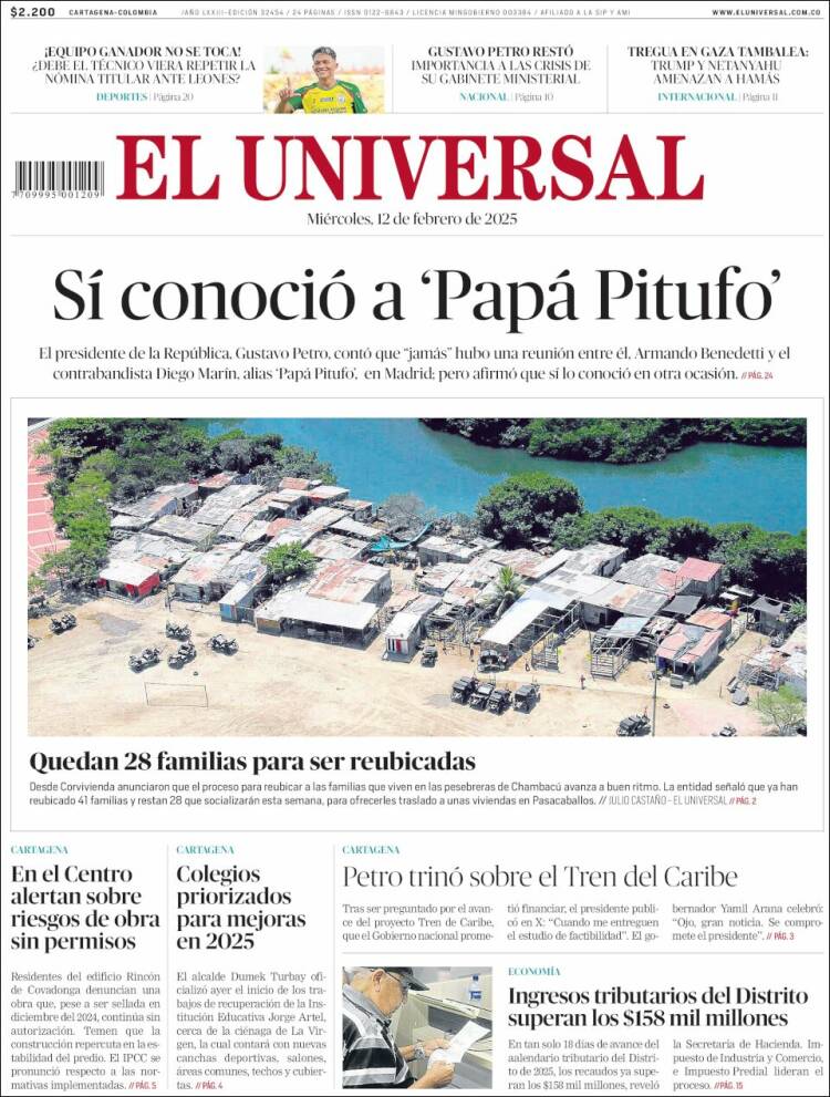 Portada de El Universal (Colombia)