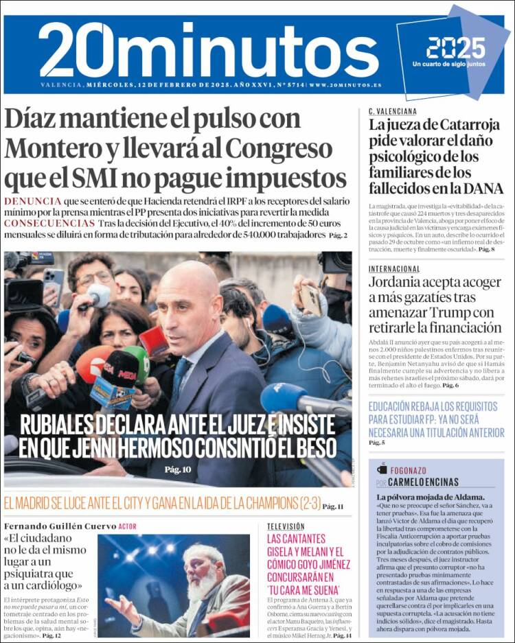 Portada de 20 Minutos - Valencia (Espagne)