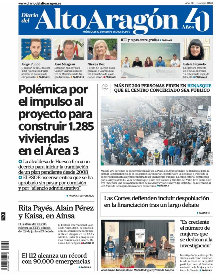 Portada de Diario del AltoAragón (Espagne)