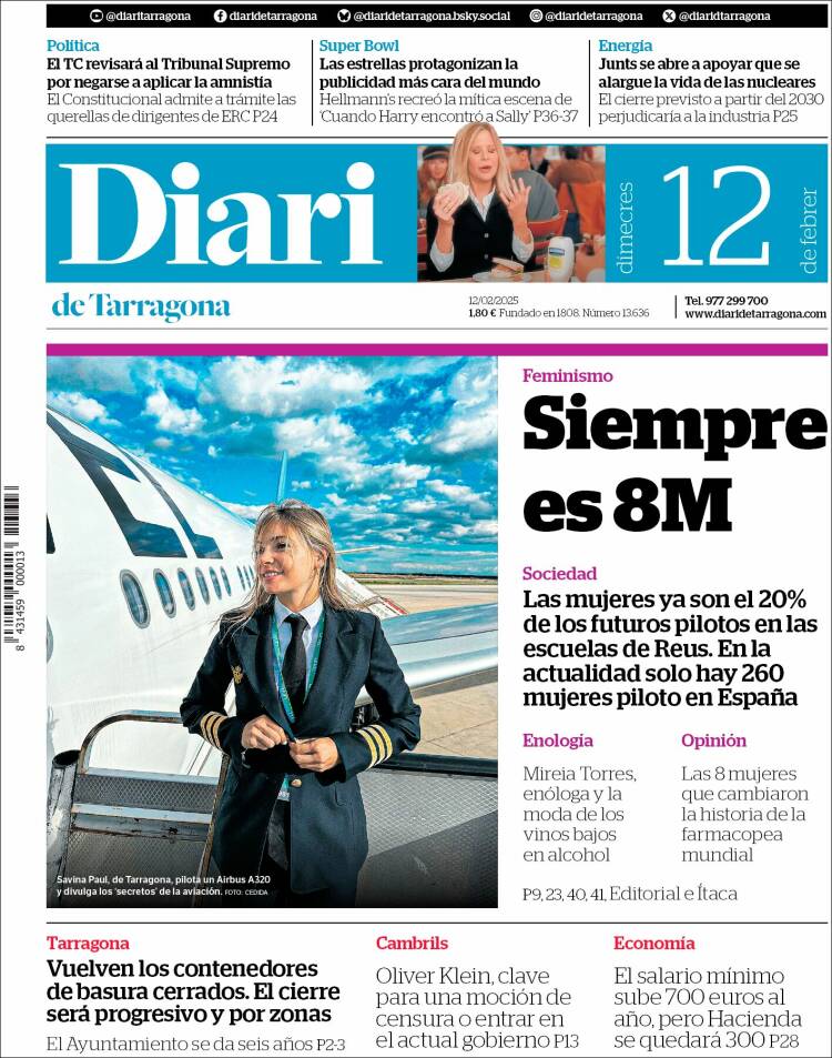 Portada de Diari de Tarragona (España)