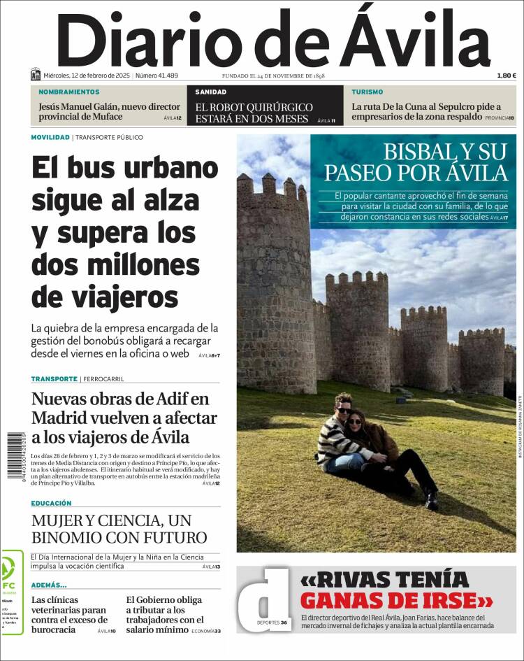 Portada de Diario de Ávila (España)