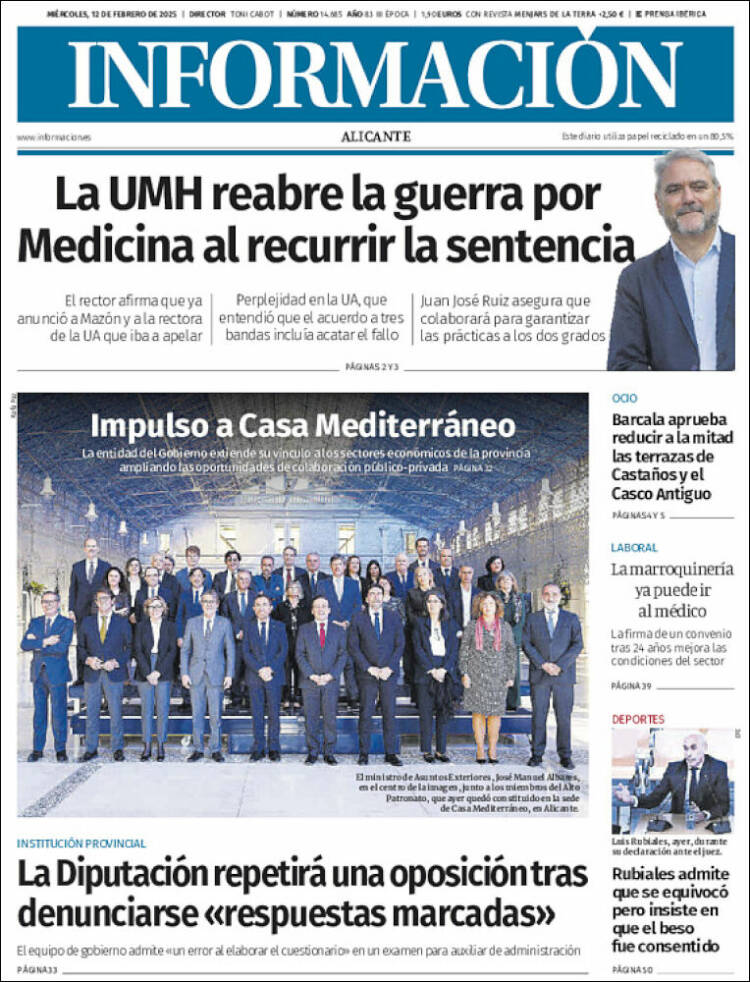 Portada de Diario Información (Espagne)