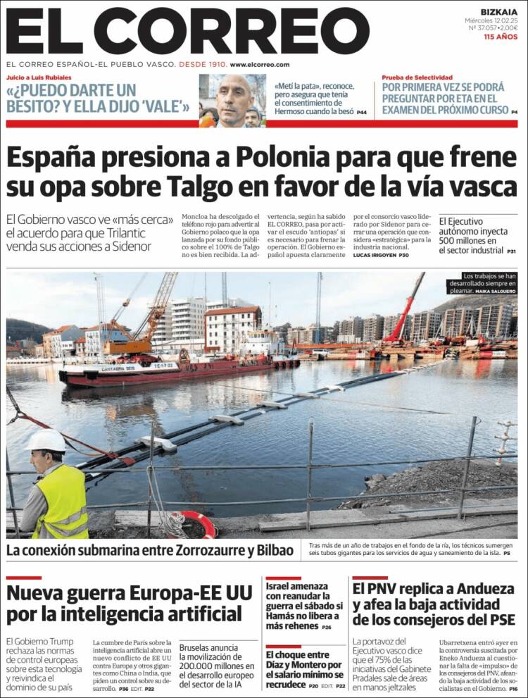 Portada de El Correo (Espagne)