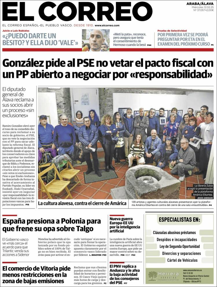 Portada de El Correo - Álava (Spain)