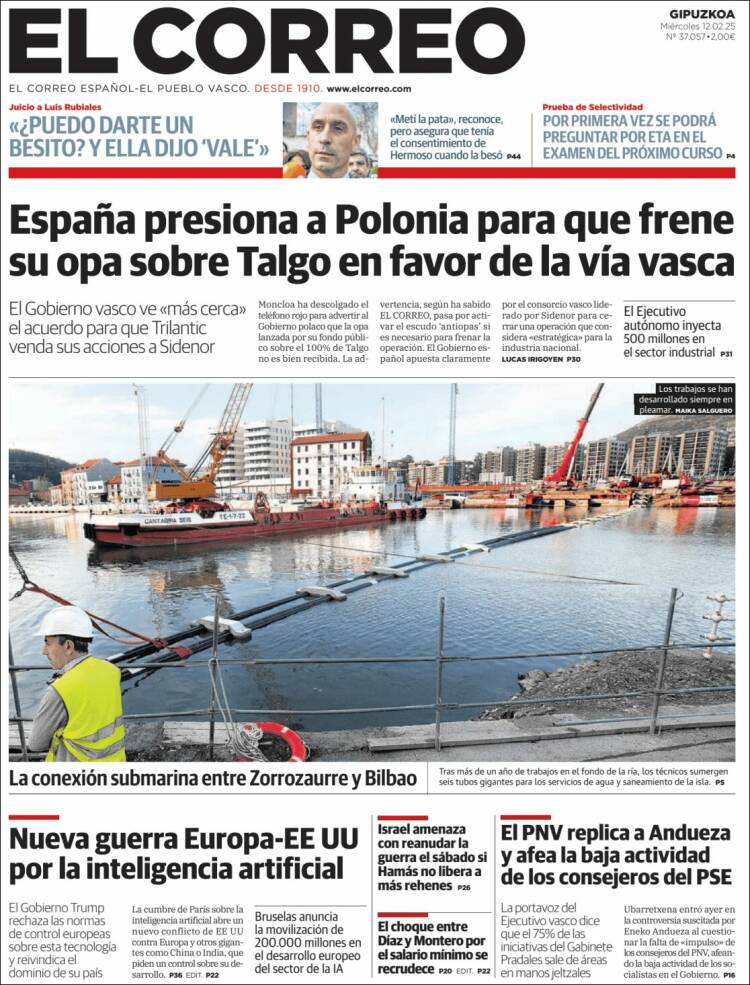 Portada de El Correo - Guipuzcoa (España)