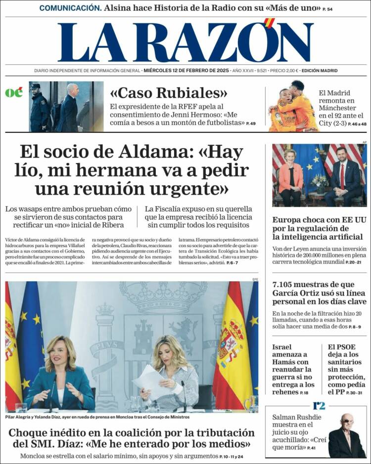 Portada de La Razón (Spain)