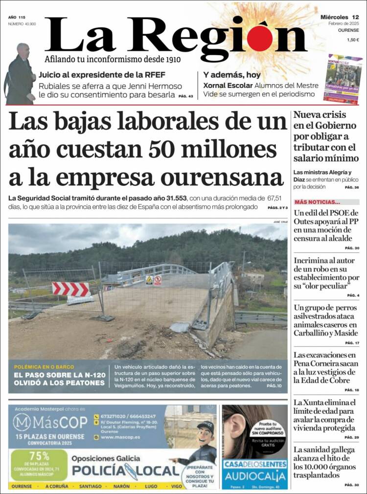 Portada de La Región de Ourense (Spain)