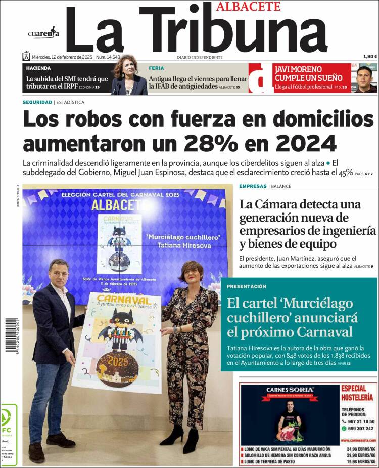 Portada de La Tribuna de Albacete (Espagne)