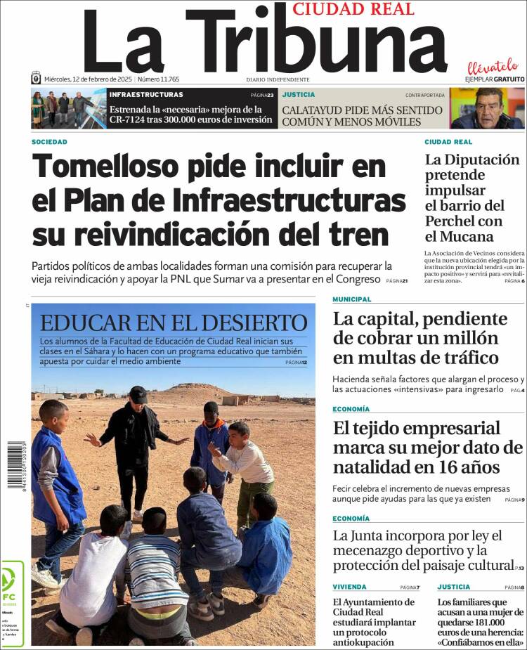 Portada de La Tribuna de Ciudad Real (Espagne)