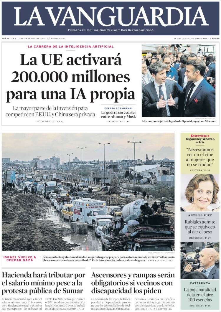 Portada de La Vanguardia (Spain)