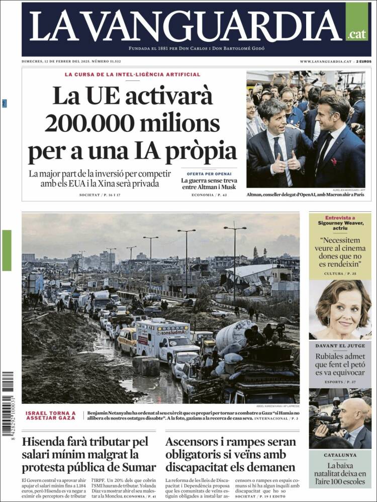 Portada de La Vanguardia (Spain)