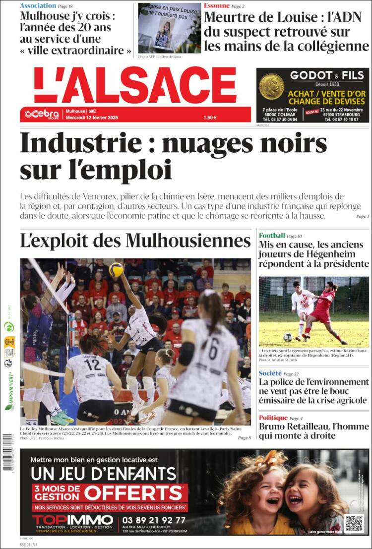 Portada de Journal L'Alsace (France)