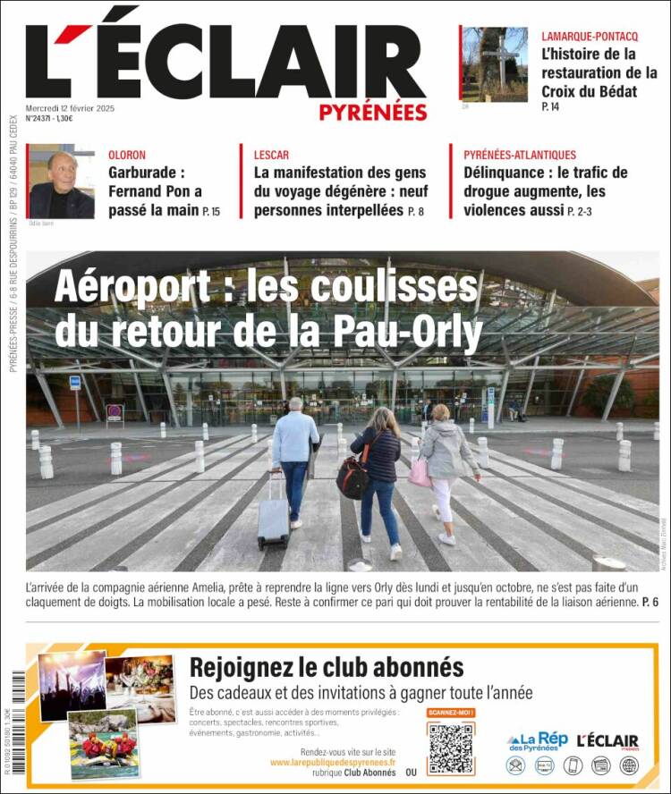 Portada de L'Eclair des Pyrénées (France)