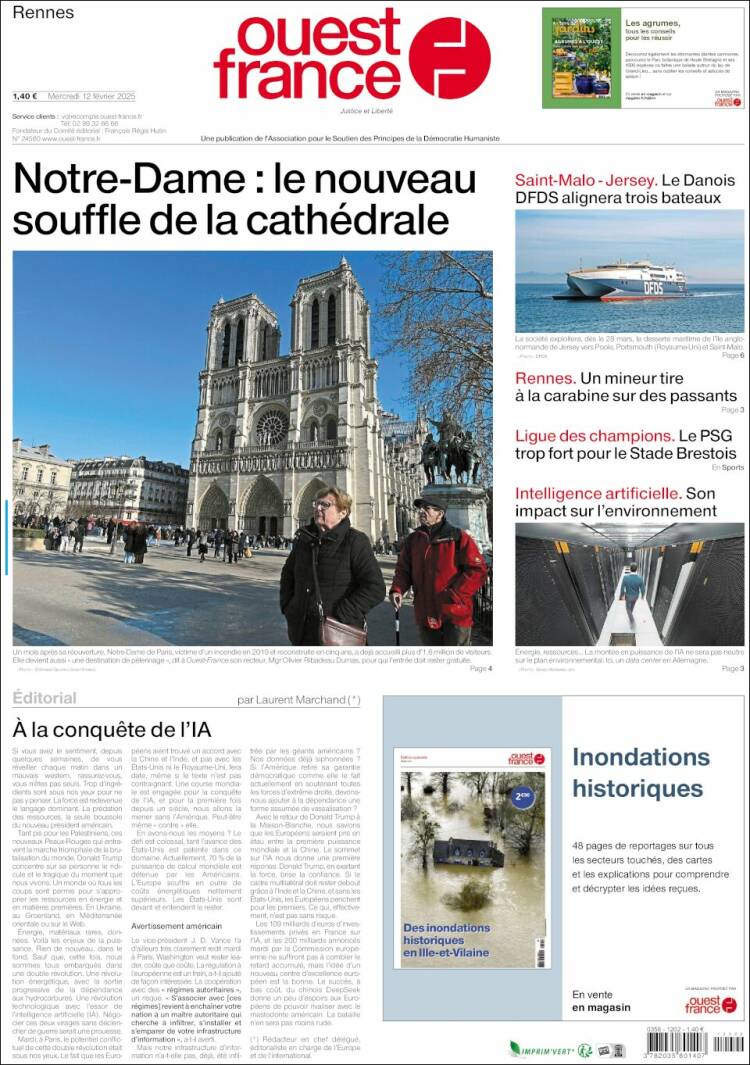 Portada de Ouest France (France)