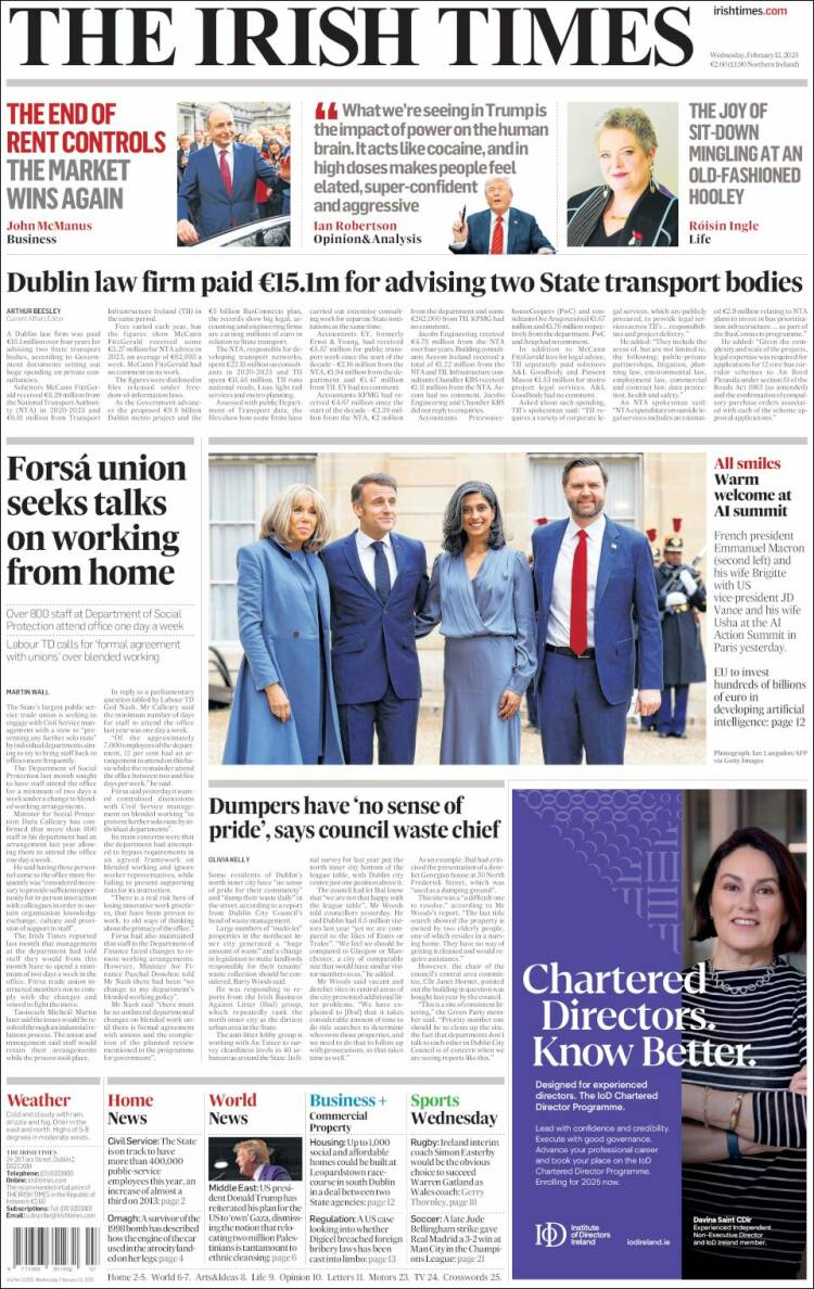 Portada de Irish Times (Irlanda)