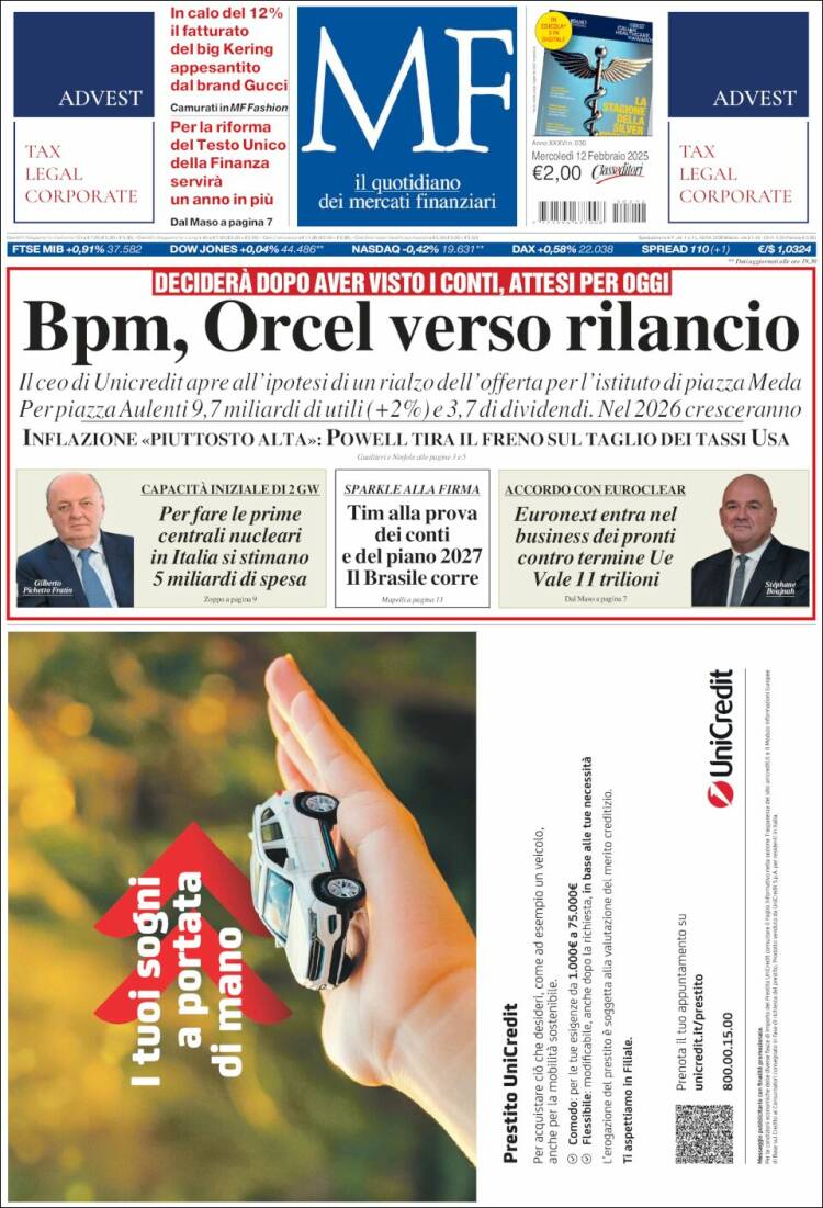 Portada de Milano Finanza (Italia)