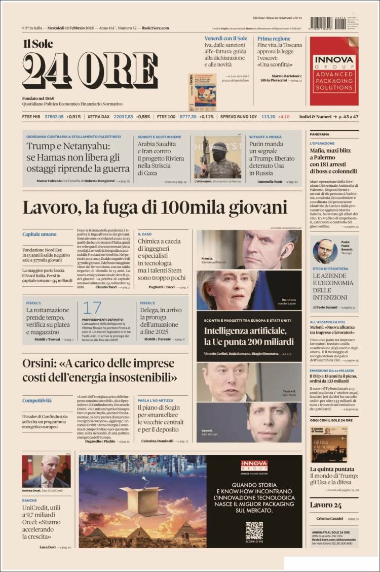 Portada de Il Sole 24 ORE (Italia)