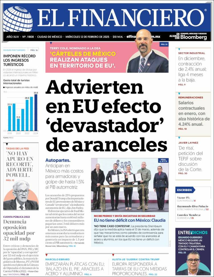 Portada de El Financiero (México)