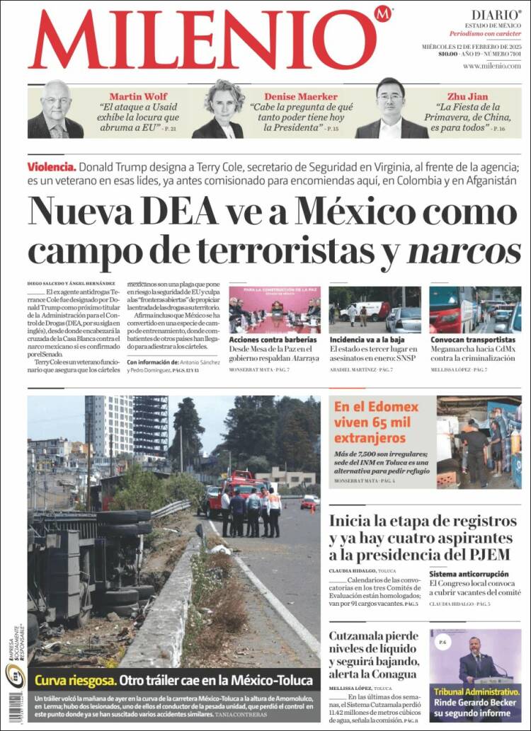 Portada de Milenio - Estado de México (Mexique)