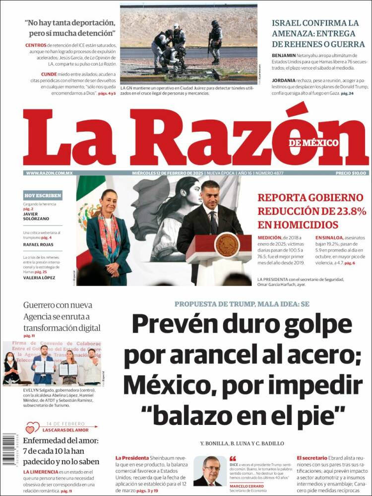 Portada de La Razón (Mexique)