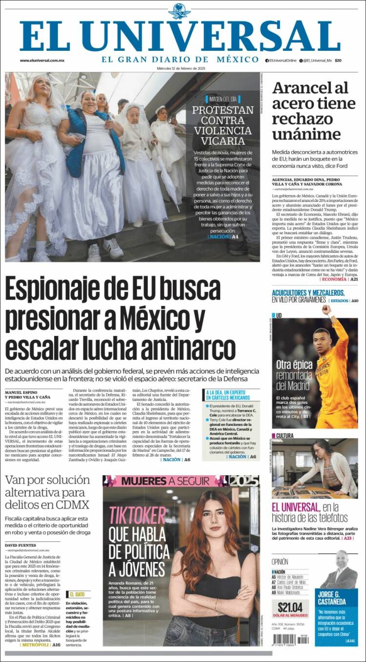 Portada de El Universal (México)