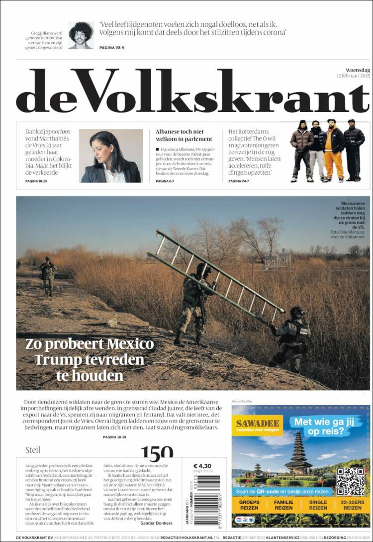 Portada de De Volkskrant (Pays-Bas)