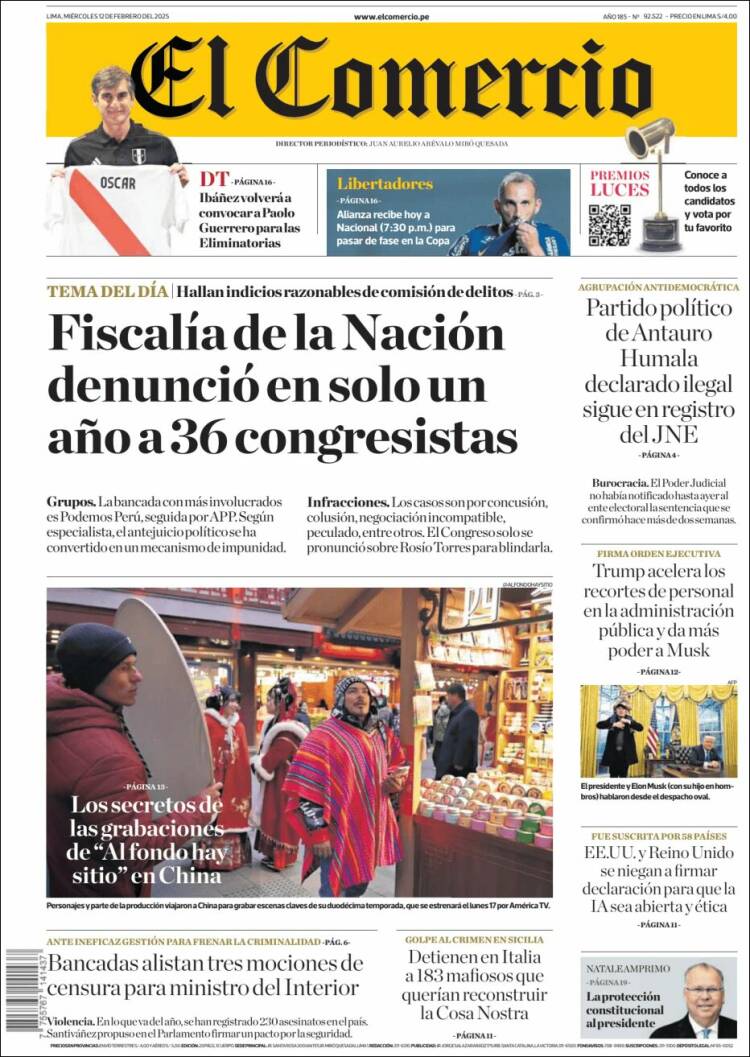 Portada de El Comercio (Perú)