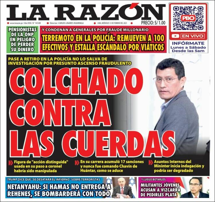 Portada de La Razón (Pérou)