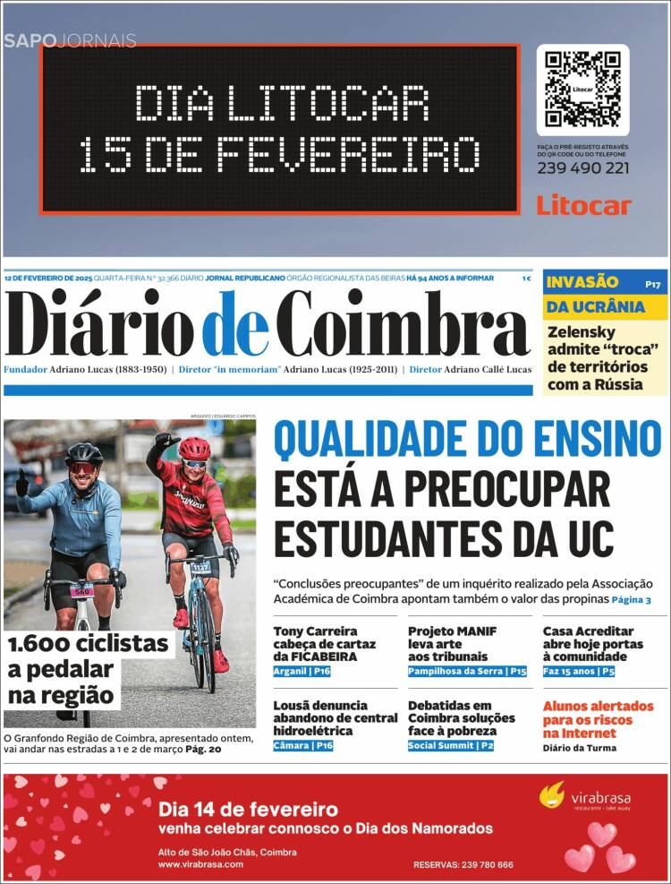 Portada de Diário de Coimbra (Portugal)