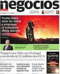 Portada de Jornal de Negócios (Portugal)