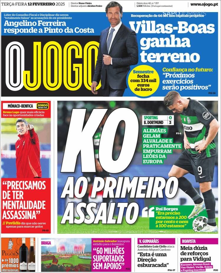 Portada de O Jogo (Portugal)