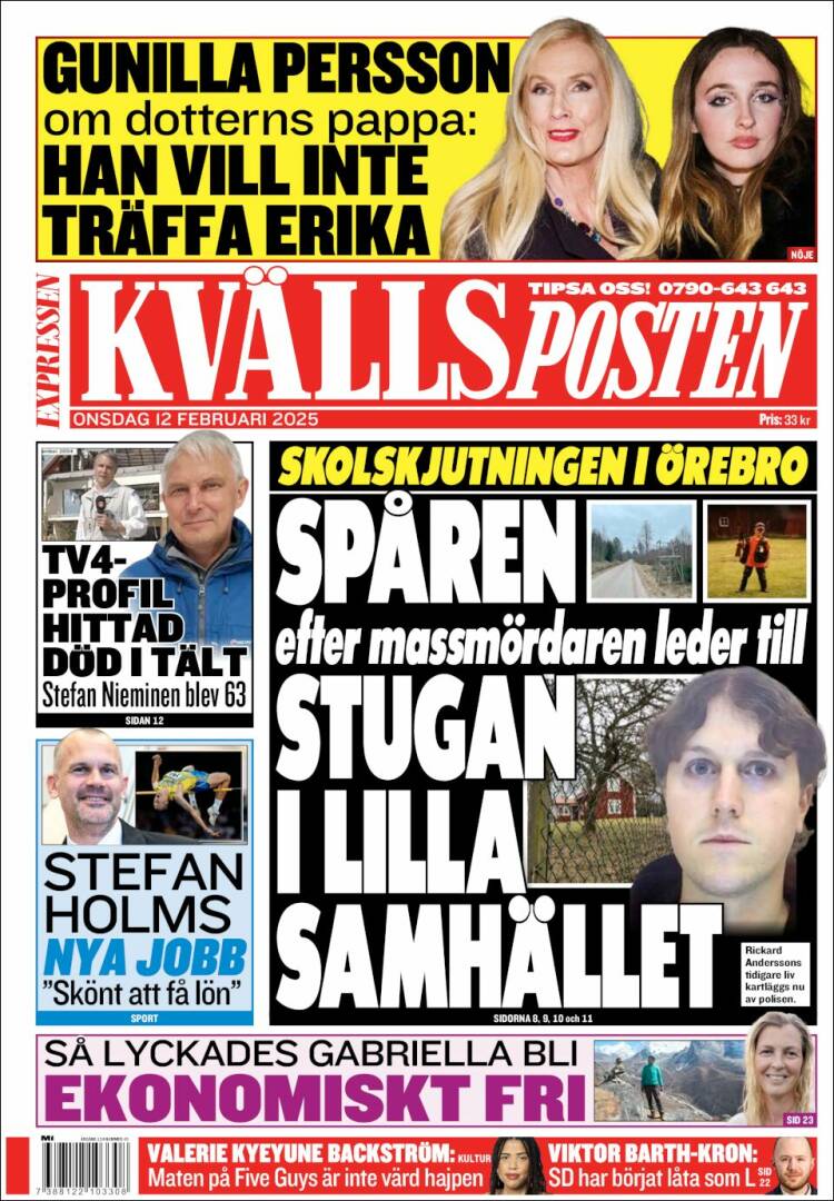 Portada de Kvällsposten (Suecia)