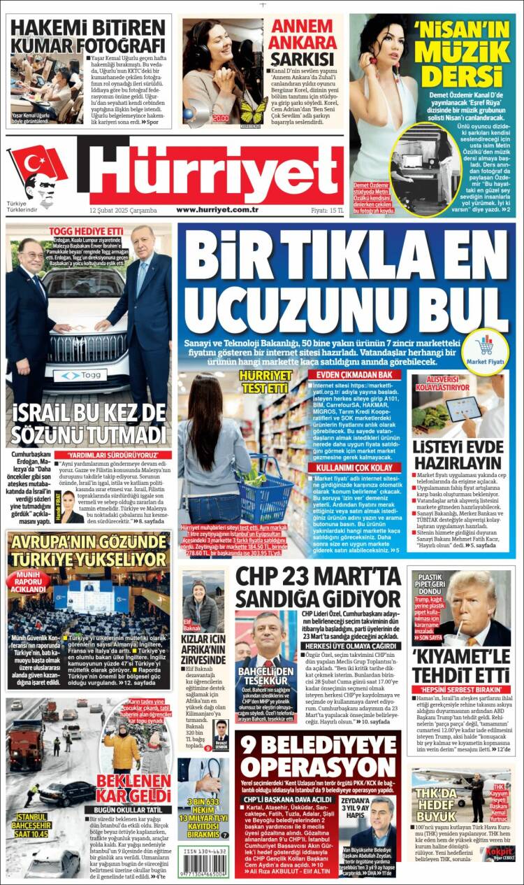 Portada de Hürriyet (Turquía)