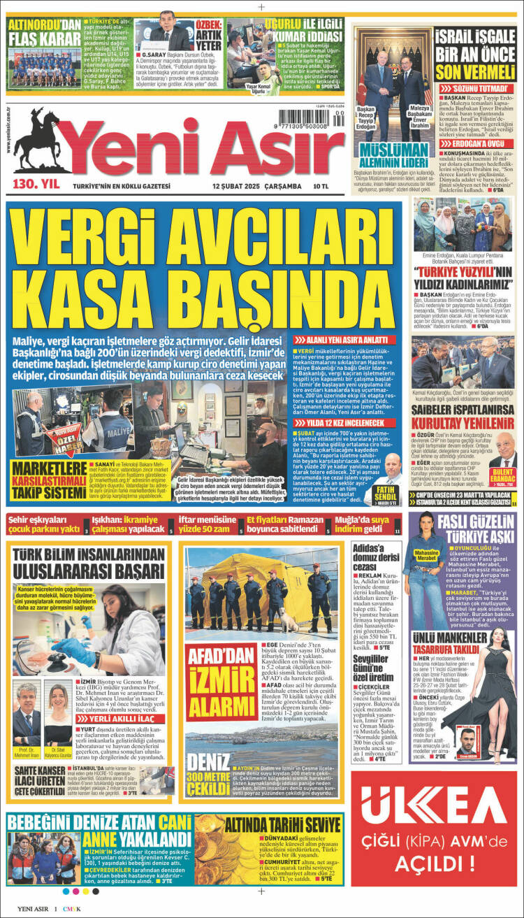 Portada de Yeni Asır (Turquía)