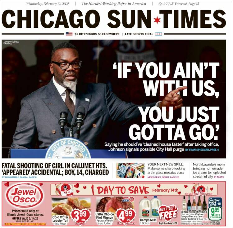 Portada de Chicago Sun-Times (USA)