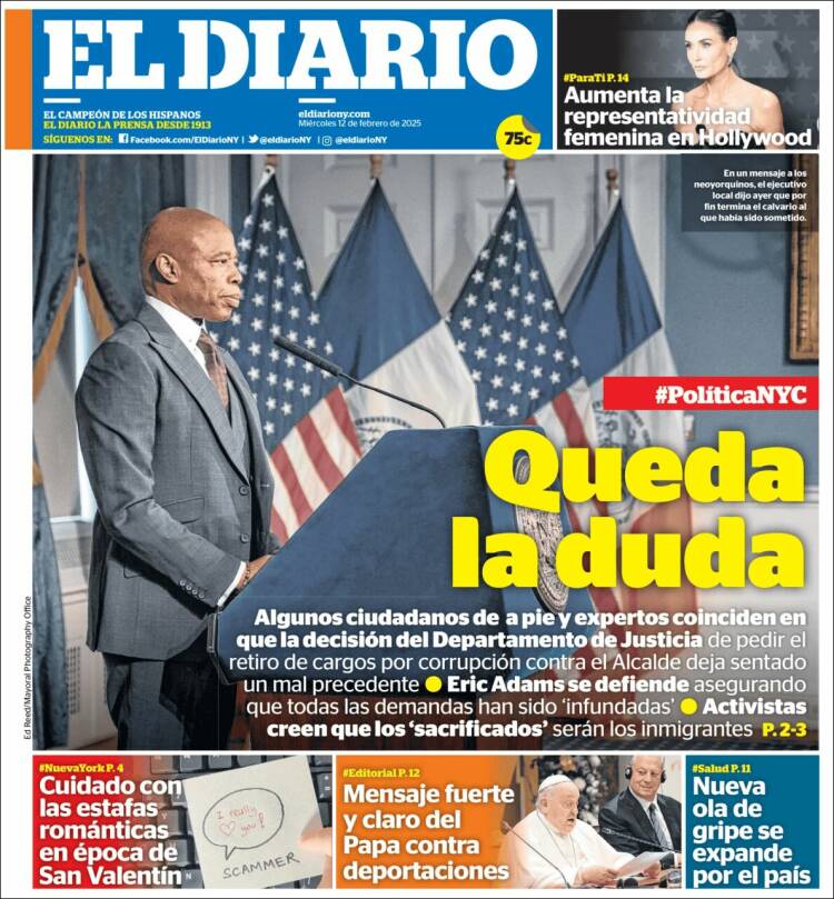 Portada de El Diario NY (États-Unis)