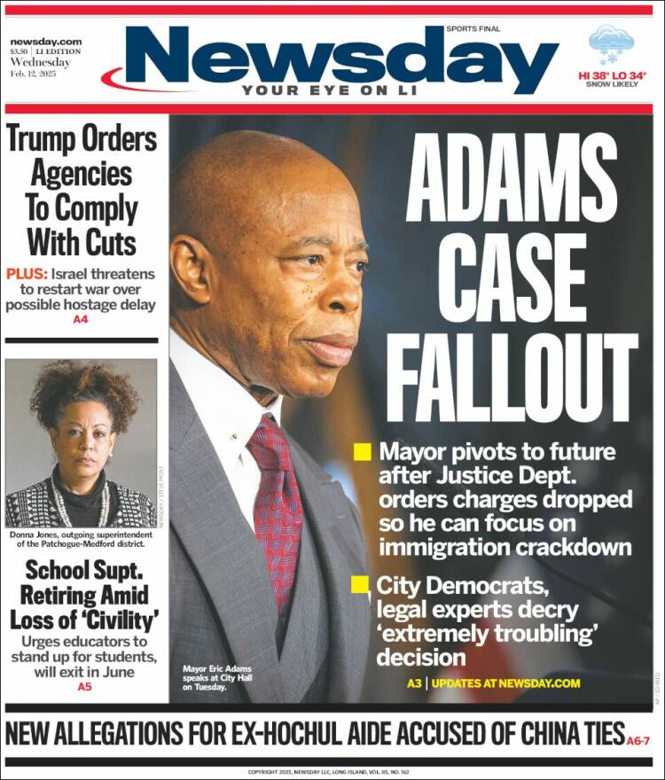 Portada de Newsday (USA)