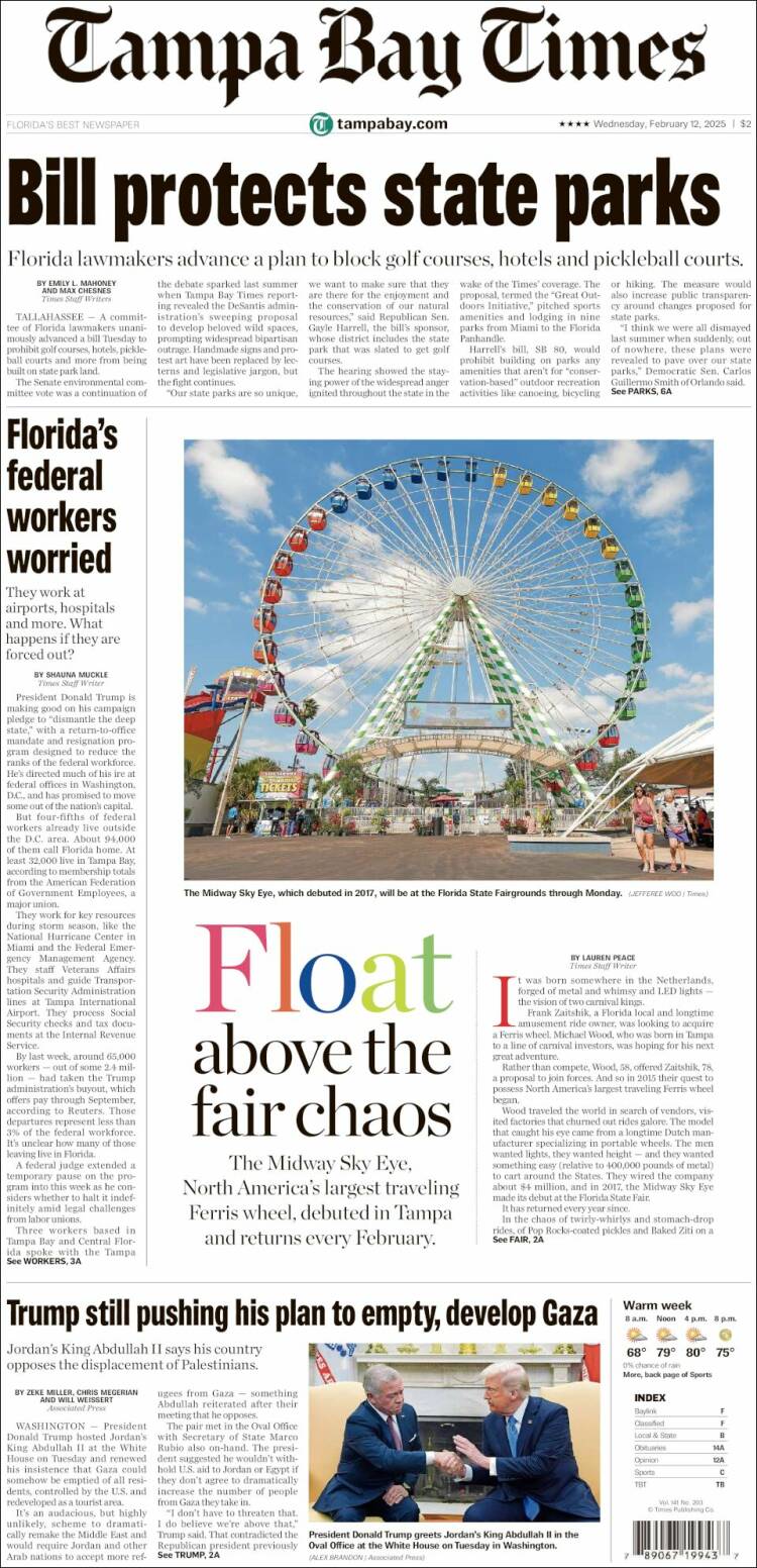 Portada de Tampa Bay Times (États-Unis)