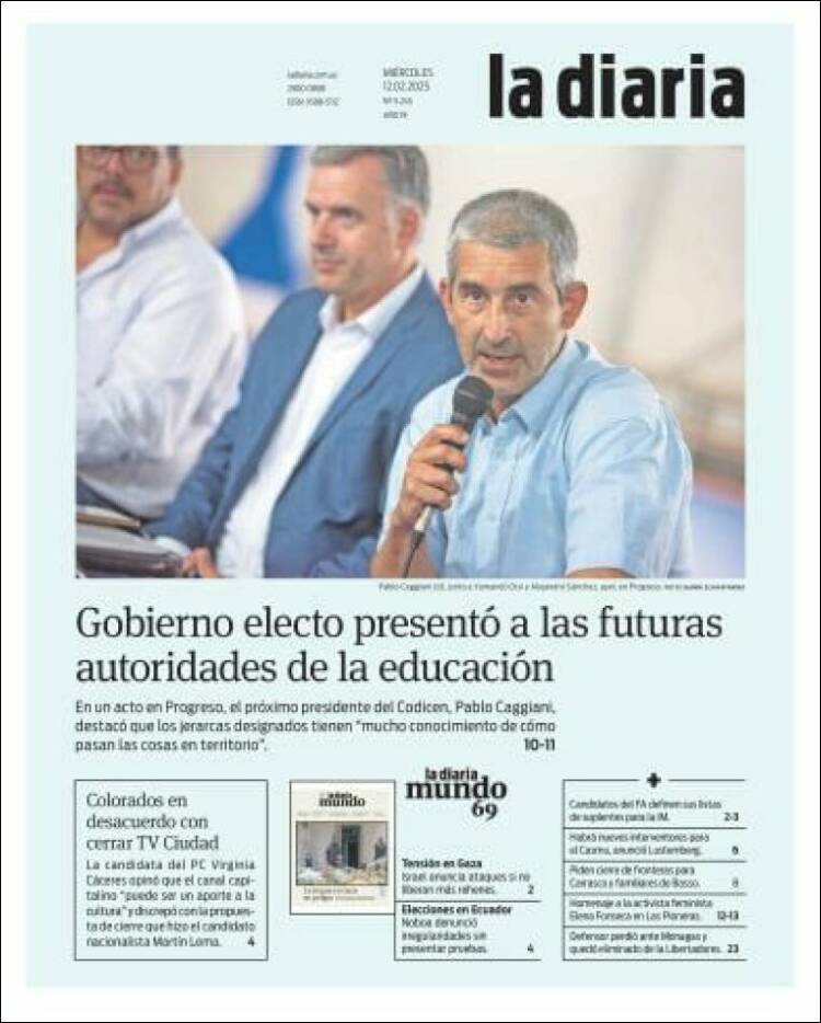 Portada de La Diaria (Uruguay)