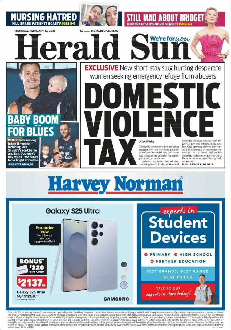 Portada de Herald Sun (Australie)