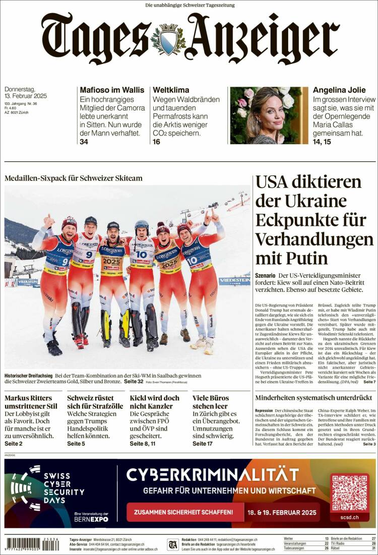 Portada de Tages-Anzeiger (Suisse)