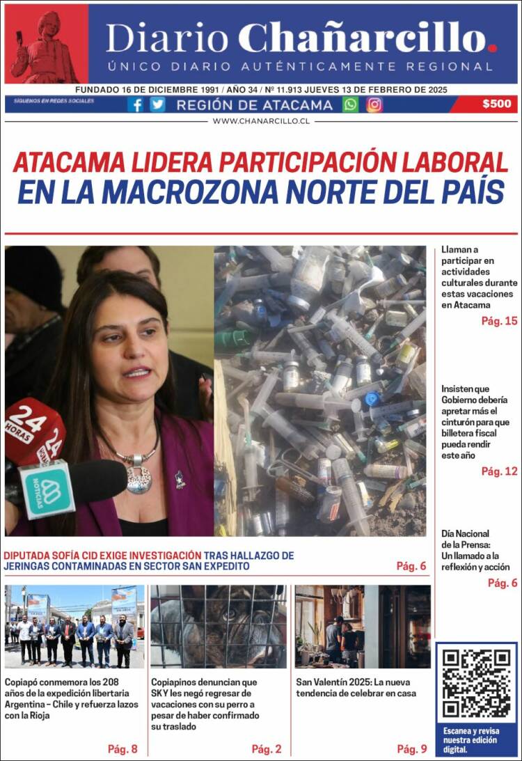 Portada de Diario Chañarcillo (Chile)