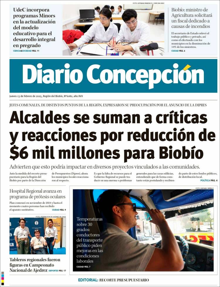 Portada de Diario de Concepción (Chili)