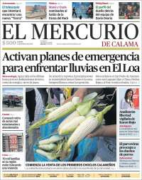 Portada de El Mercurio - Calama (Chili)