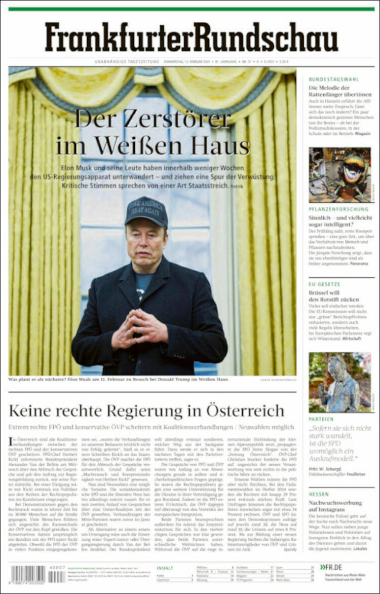 Portada de Frankfurter Rundschau (Allemagne)