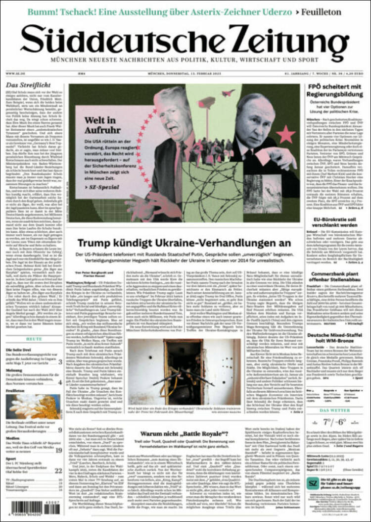 Portada de Sueddeutsche (Alemania)