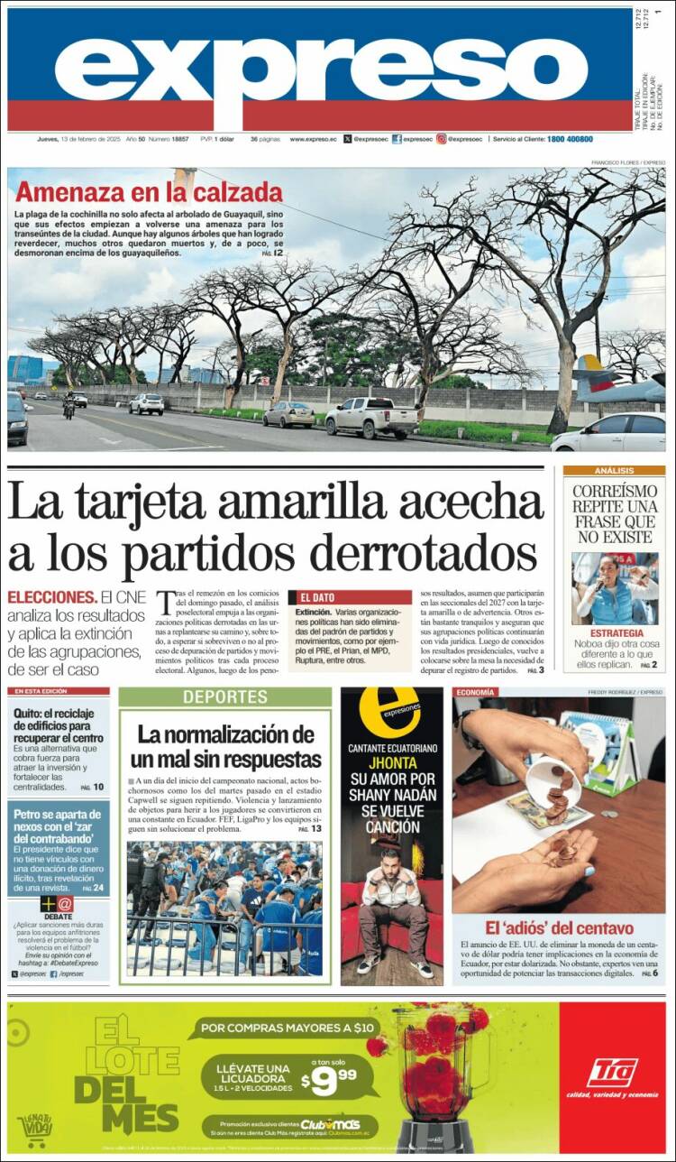 Portada de Expreso (Équateur)