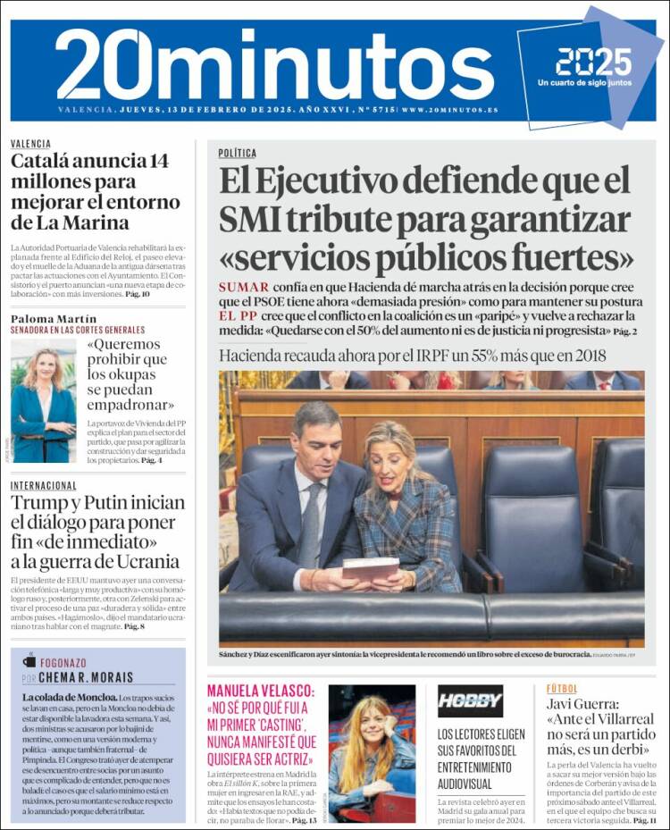 Portada de 20 Minutos - Valencia (Espagne)