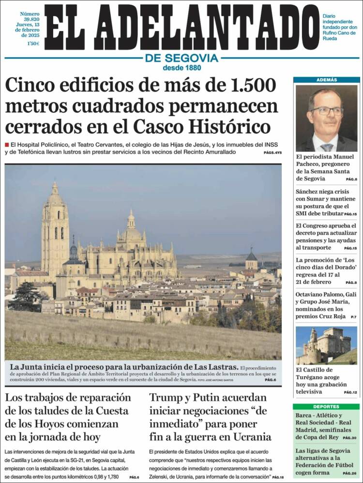 Portada de El Adelantado de Segovia (Spain)