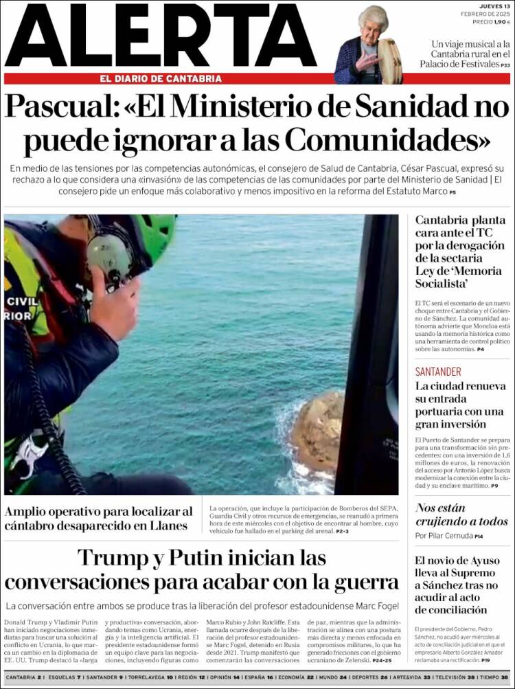 Portada de Alerta - El Diario de Cantabria (Spain)